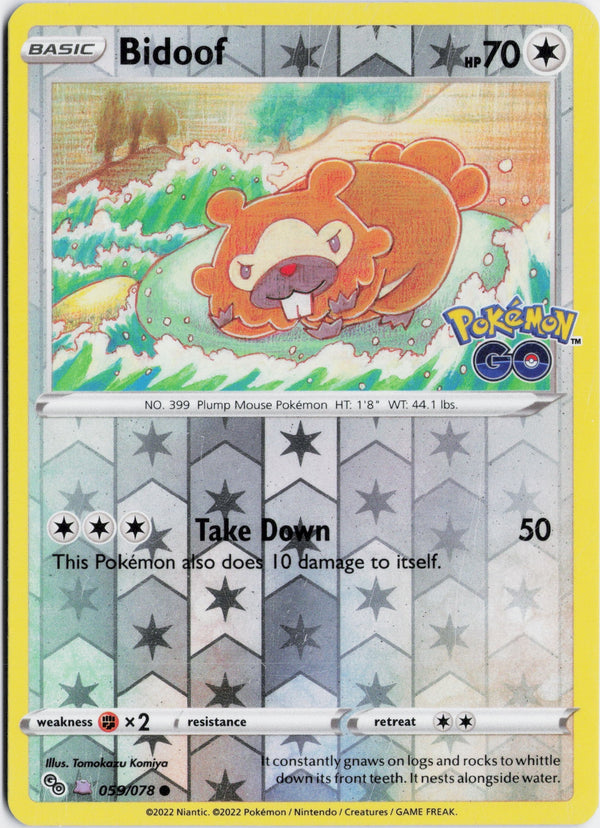 Carta Pokémon Bidoof · Pokémon GO #059/078 (NM) — pieza única en Moon's Collectibles México
