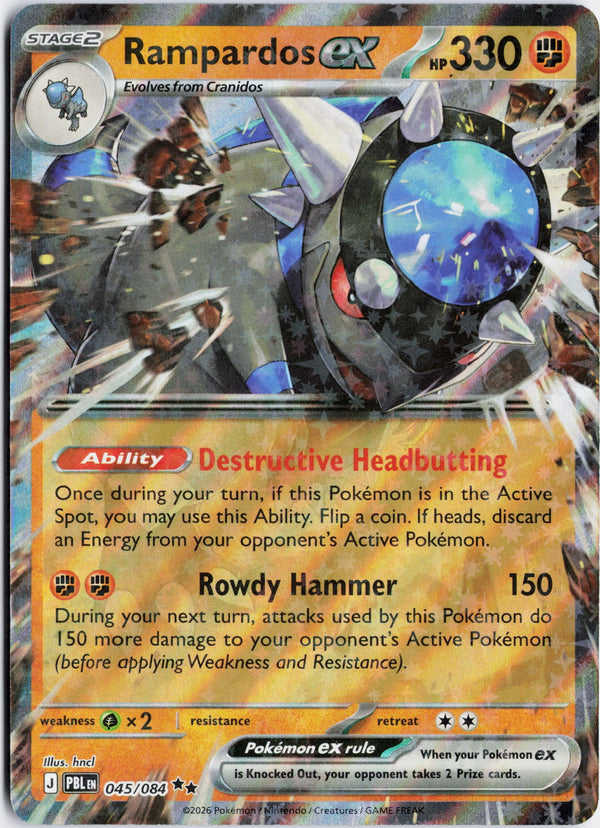 Carta Pokémon Rampardos ex · Pitch Black #045/084 (NM) — pieza única en Moon's Collectibles México