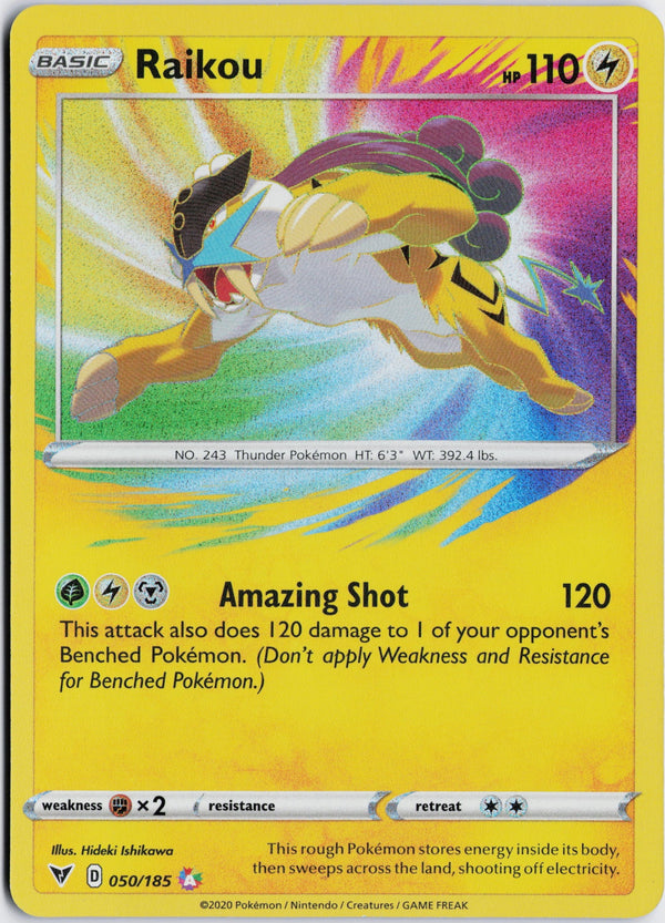 Carta Pokémon Raikou · Vivid Voltage #050/185 (NM) — pieza única en Moon's Collectibles México