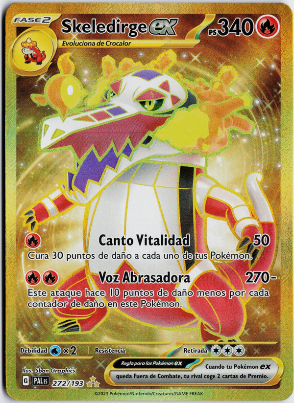 Carta Pokémon Skeledirge ex · Paldea Evolved #272/193 (NM) — pieza única en Moon's Collectibles México