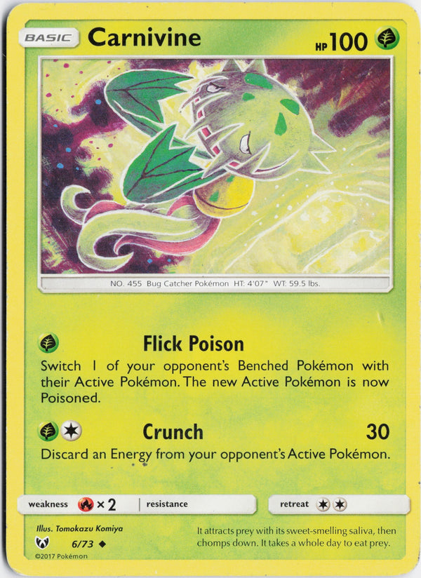 Carta Pokémon Carnivine · Shining Legends #6/73 (HP) — pieza única en Moon's Collectibles México