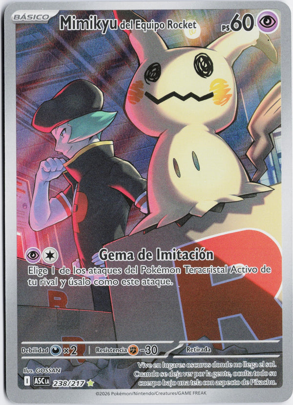 Carta Pokémon Team Rocket's Mimikyu · Ascended Heroes #238/217 (NM) — pieza única en Moon's Collectibles México