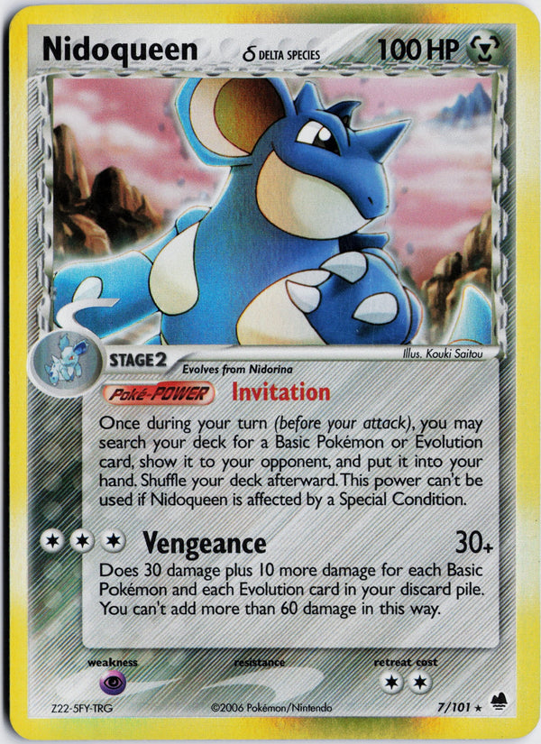 Carta Pokémon Nidoqueen δ · Dragon Frontiers #7/101 (LP) — pieza única en Moon's Collectibles México