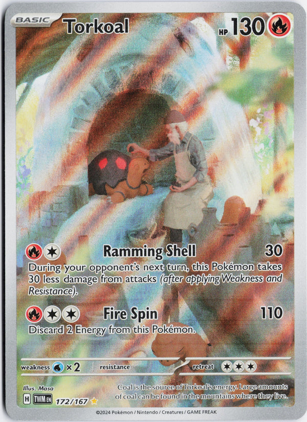 Carta Pokémon Torkoal · Twilight Masquerade #172/167 (NM) — pieza única en Moon's Collectibles México
