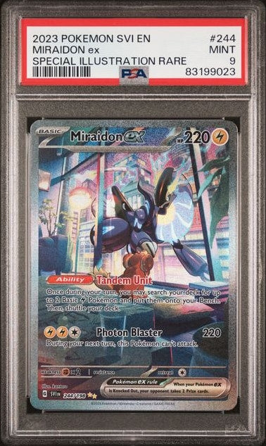 Carta Pokémon Miraidon ex · Scarlet & Violet #244/198 (PSA 9) — pieza única en Moon's Collectibles México