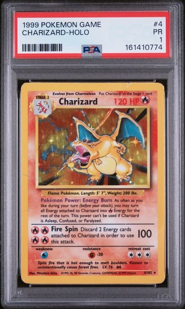 Carta Pokémon Charizard · Base #4/102 (PSA 1) — pieza única en Moon's Collectibles México