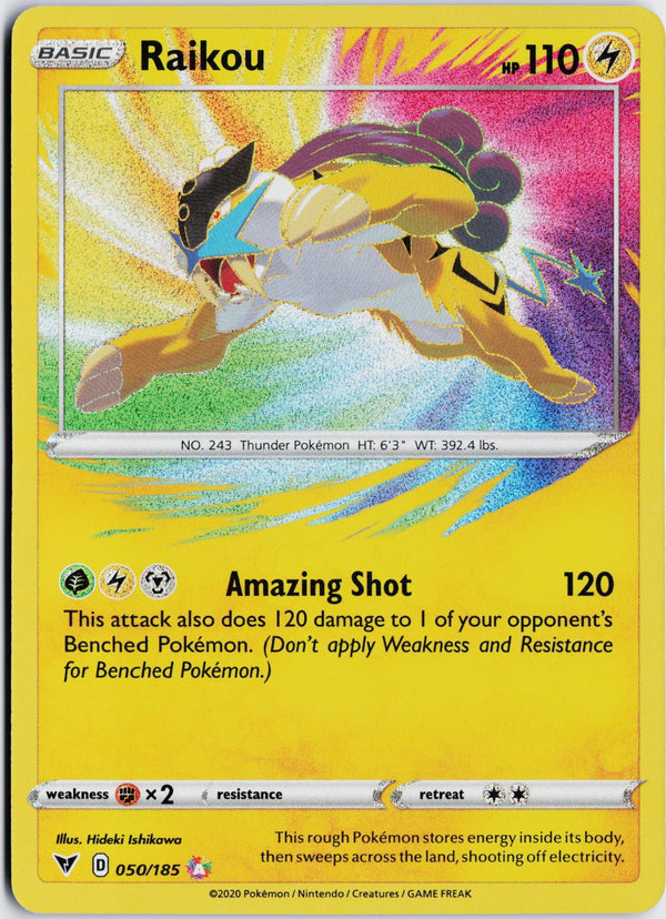 Carta Pokémon Raikou · Vivid Voltage #050/185 (NM) — pieza única en Moon's Collectibles México