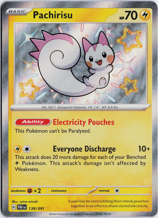 Carta Pokémon Pachirisu · Paldean Fates #138/091 (NM) — pieza única en Moon's Collectibles México