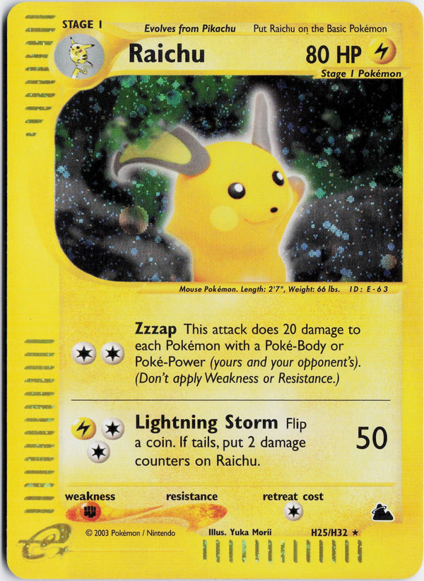Carta Pokémon Raichu · Skyridge #H25/H32 (NM) — pieza única en Moon's Collectibles México