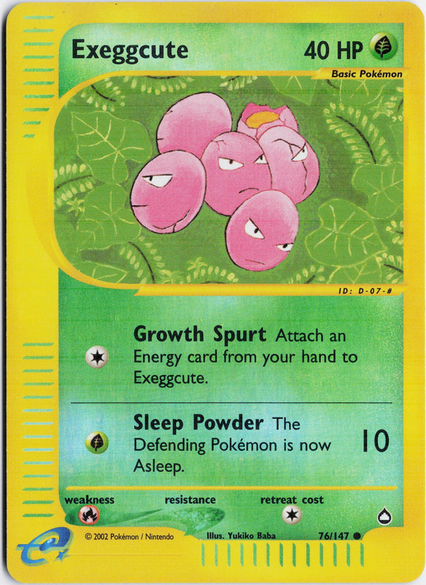 Carta Pokémon Exeggcute · Aquapolis #76/147 (LP) — pieza única en Moon's Collectibles México