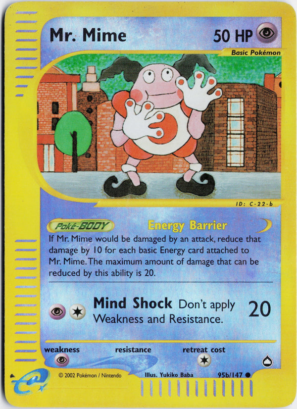 Carta Pokémon Mr. Mime · Aquapolis #95/147 (LP) — pieza única en Moon's Collectibles México