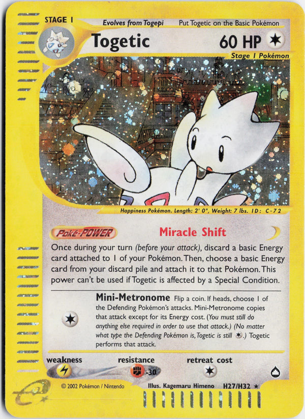 Carta Pokémon Togetic · Aquapolis #H27/H32 (LP) — pieza única en Moon's Collectibles México