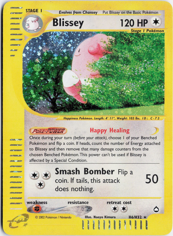Carta Pokémon Blissey · Aquapolis #H6/H32 (NM) — pieza única en Moon's Collectibles México