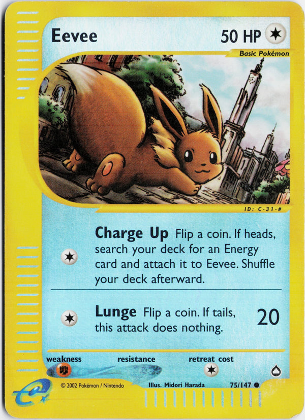 Carta Pokémon Eevee · Aquapolis #75/147 (MP) — pieza única en Moon's Collectibles México