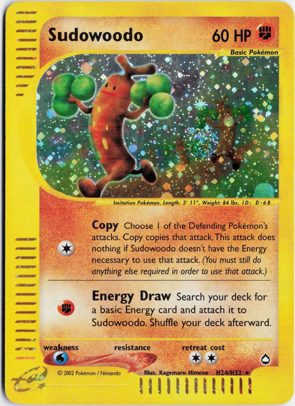 Carta Pokémon Sudowoodo · Aquapolis #H24/H32 (NM) — pieza única en Moon's Collectibles México
