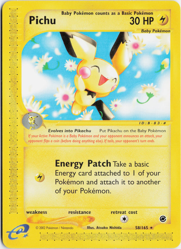 Carta Pokémon Pichu · Expedition Base Set #58/165 (NM) — pieza única en Moon's Collectibles México