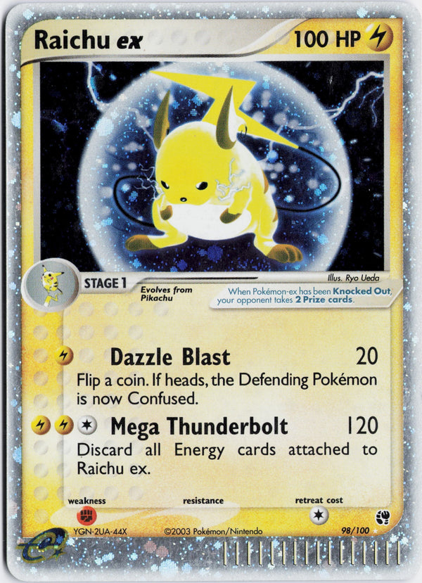 Carta Pokémon Raichu ex · Sandstorm #98/100 (LP) — pieza única en Moon's Collectibles México