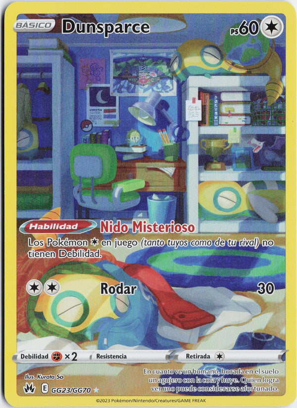 Carta Pokémon Dunsparce · Crown Zenith Galarian Gallery #GG23/GG70 (NM) — pieza única en Moon's Collectibles México