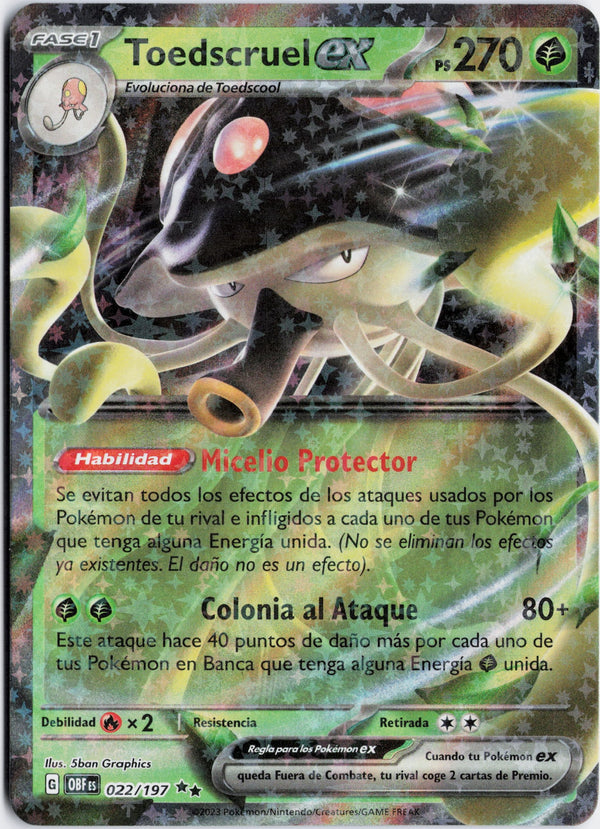 Carta Pokémon Toedscruel ex · Obsidian Flames #022/197 (NM) — pieza única en Moon's Collectibles México