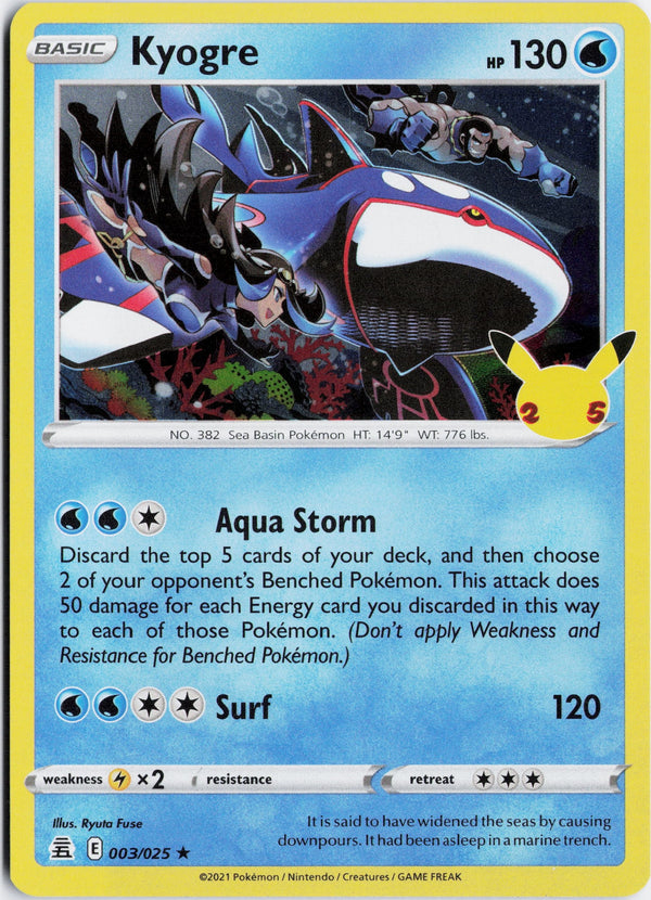 Carta Pokémon Kyogre · Celebrations #3 (NM) — pieza única en Moon's Collectibles México