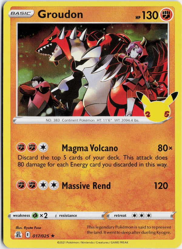 Carta Pokémon Groudon · Celebrations #17 (NM) — pieza única en Moon's Collectibles México