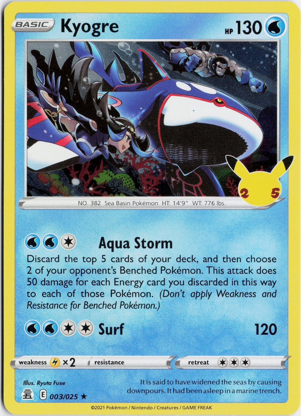 Carta Pokémon Kyogre · Celebrations #3 (NM) — pieza única en Moon's Collectibles México