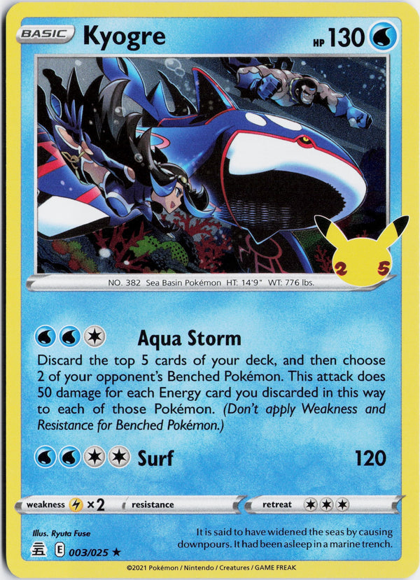 Carta Pokémon Kyogre · Celebrations #3 (NM) — pieza única en Moon's Collectibles México