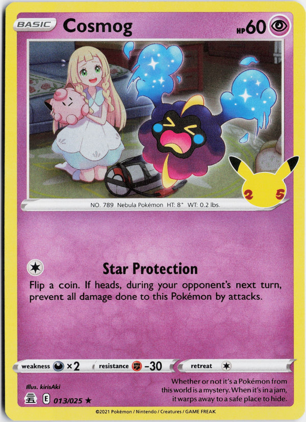 Carta Pokémon Cosmog · Celebrations #13 (NM) — pieza única en Moon's Collectibles México