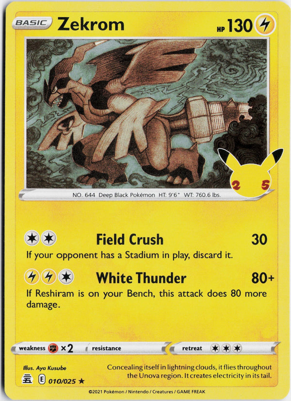 Carta Pokémon Zekrom · Celebrations #10 (NM) — pieza única en Moon's Collectibles México