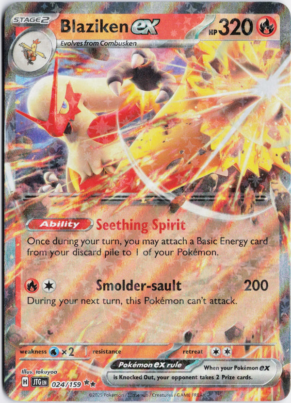 Carta Pokémon Blaziken ex · Journey Together #024/159 (NM) — pieza única en Moon's Collectibles México