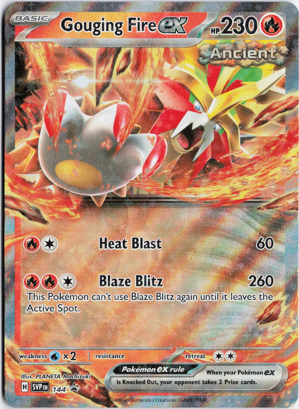 Carta Pokémon Gouging Fire ex · Scarlet & Violet Black Star Promos #144 (NM) — pieza única en Moon's Collectibles México
