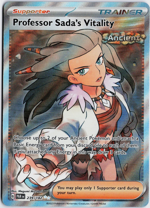 Carta Pokémon Professor Sada's Vitality · Paradox Rift #239/182 (NM) — pieza única en Moon's Collectibles México