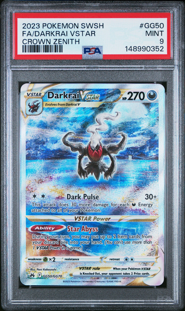 Carta Pokémon Darkrai VSTAR · Crown Zenith Galarian Gallery #GG50/GG70 (PSA 9) — pieza única en Moon's Collectibles México