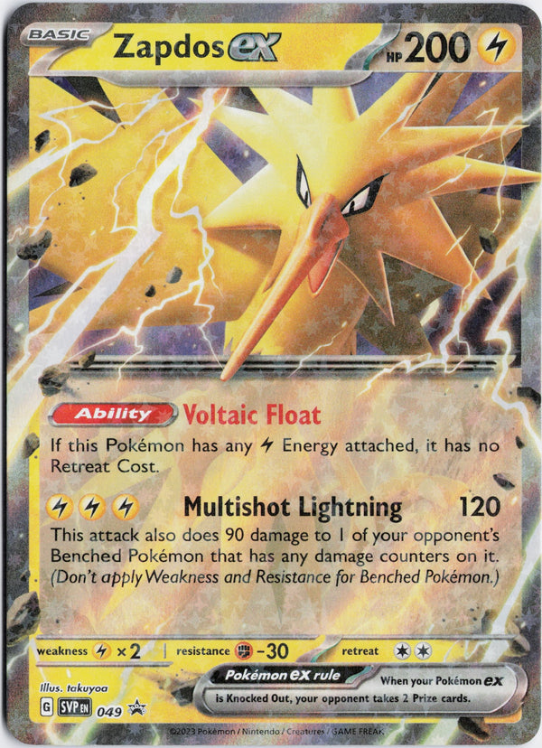 Carta Pokémon Zapdos ex · Scarlet & Violet Black Star Promos #049 (NM) — pieza única en Moon's Collectibles México