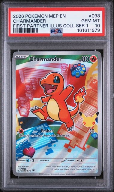 Carta Pokémon Charmander · Mega Evolution Black Star Promos #038 (PSA 10) — pieza única en Moon's Collectibles México