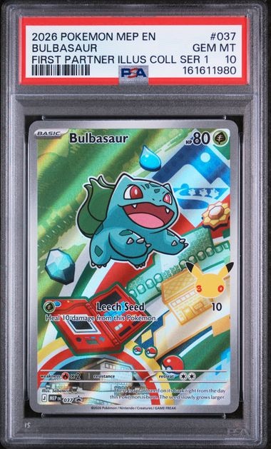Carta Pokémon Bulbasaur · Mega Evolution Black Star Promos #037 (PSA 10) — pieza única en Moon's Collectibles México