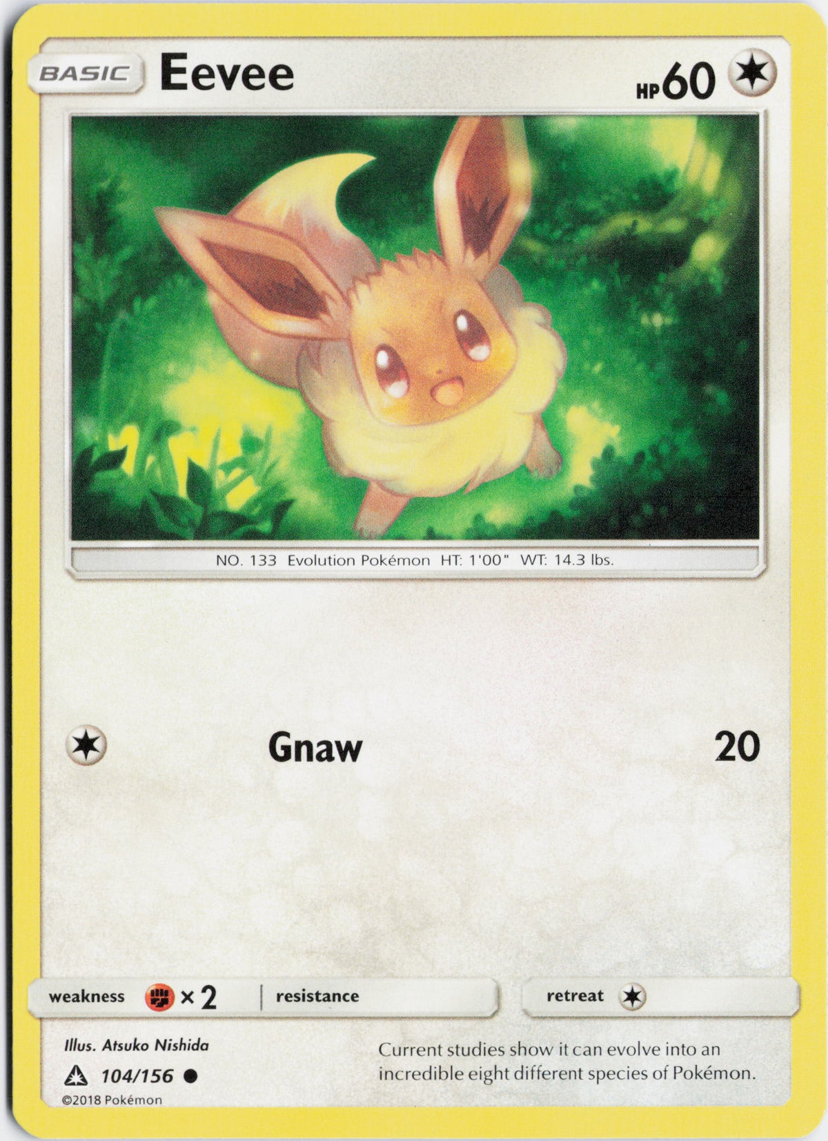 Escaneo HD del frente de Eevee · Ultra Prism #104/156 en condición NM