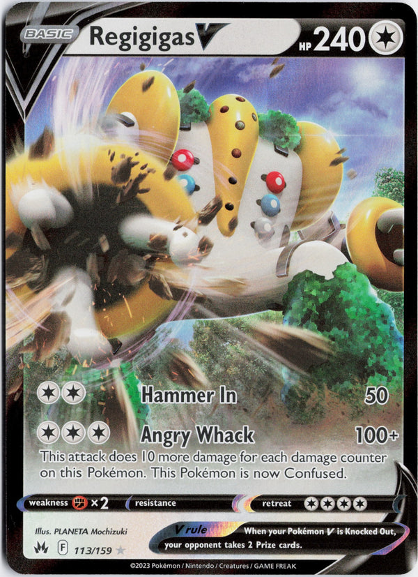 Carta Pokémon Regigigas V · Crown Zenith #113/159 (NM) — pieza única en Moon's Collectibles México