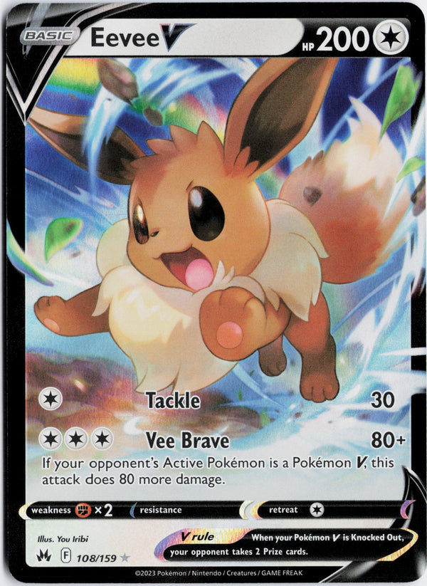 Carta Pokémon Eevee V · Crown Zenith #108/159 (NM) — pieza única en Moon's Collectibles México