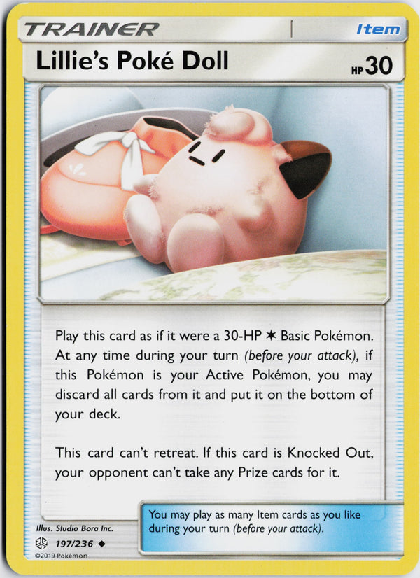 Carta Pokémon Lillie's Poké Doll · Cosmic Eclipse #197/236 (NM) — pieza única en Moon's Collectibles México