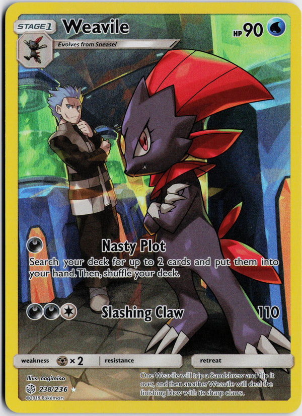 Carta Pokémon Weavile · Cosmic Eclipse #238/236 (NM) — pieza única en Moon's Collectibles México