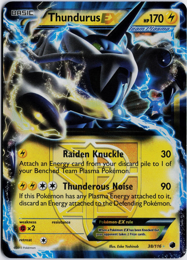 Carta Pokémon Thundurus-EX · Plasma Freeze #38/116 (LP) — pieza única en Moon's Collectibles México