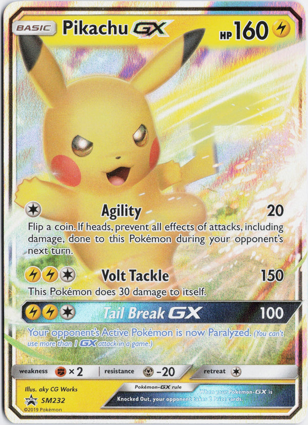 Carta Pokémon Pikachu-GX · SM Black Star Promos #SM232 (NM) — pieza única en Moon's Collectibles México