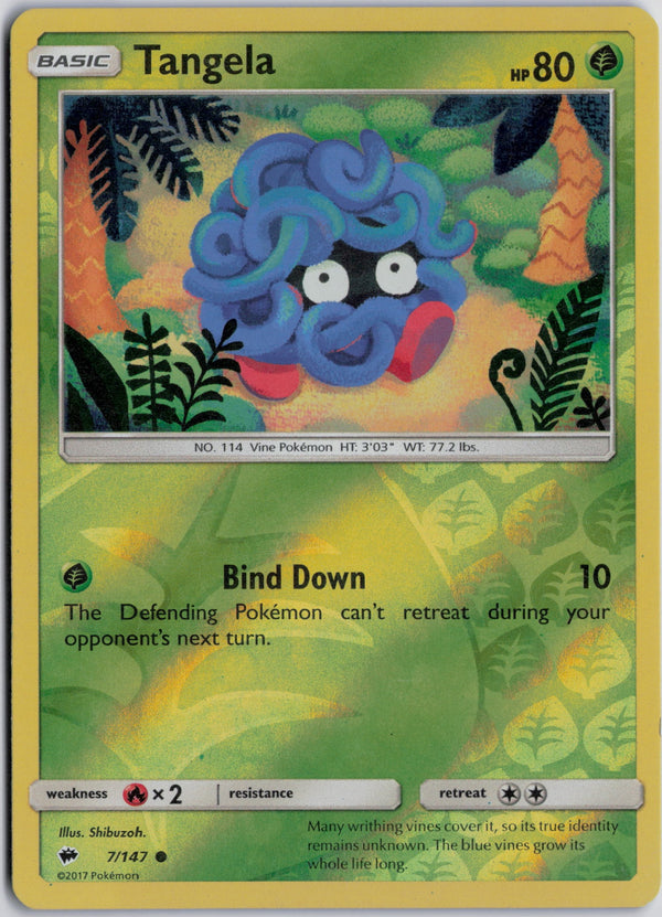 Carta Pokémon Tangela · Burning Shadows #7/147 (NM) — pieza única en Moon's Collectibles México