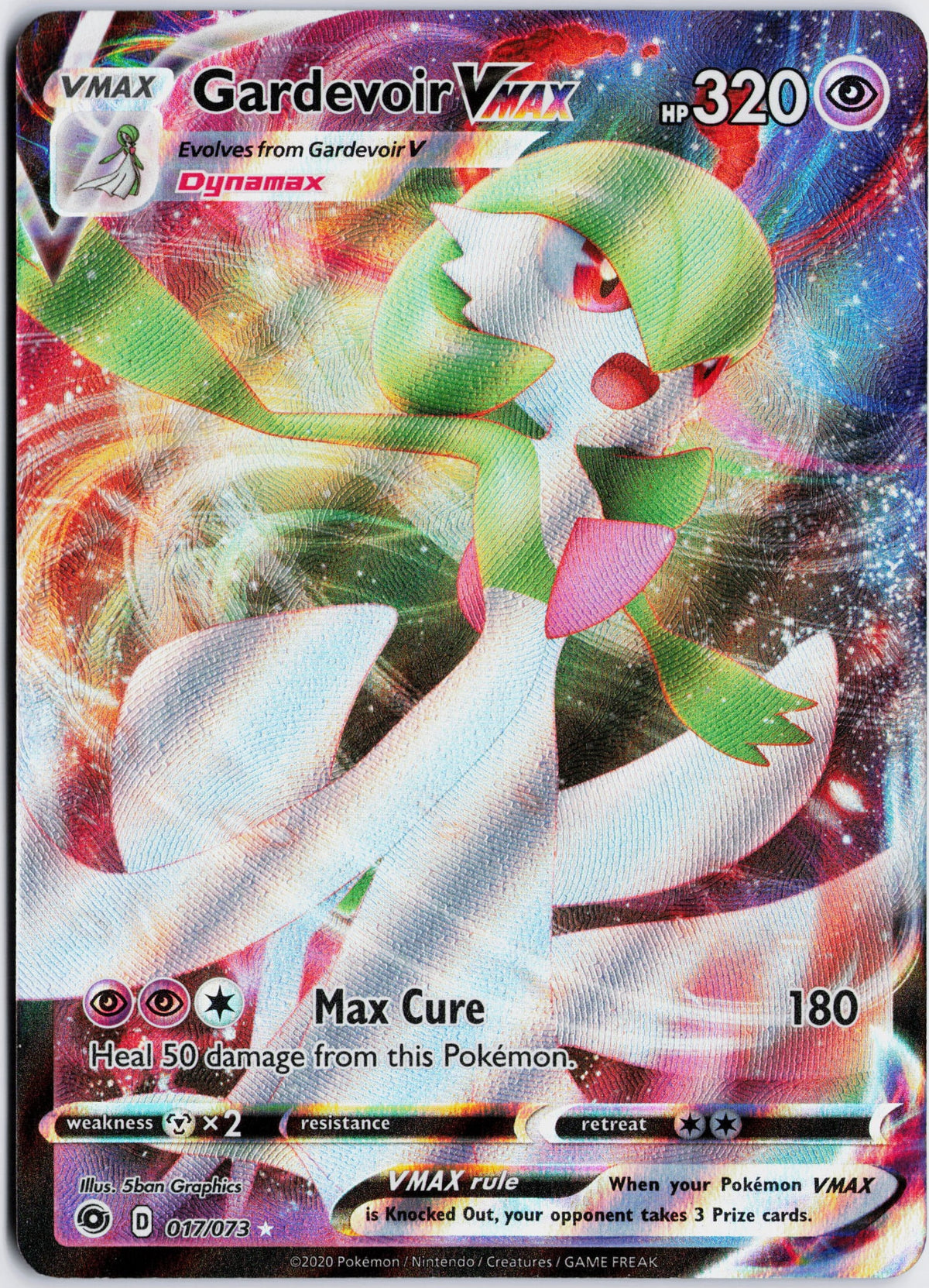 Escaneo HD del frente de Gardevoir VMAX · Champion's Path #017/073 en condición NM