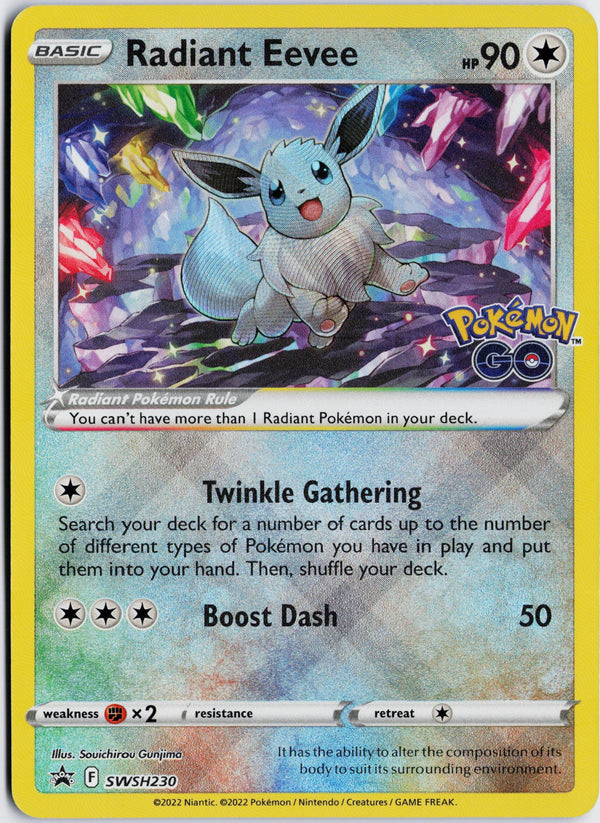 Carta Pokémon Radiant Eevee · SWSH Black Star Promos #SWSH230 (NM) — pieza única en Moon's Collectibles México