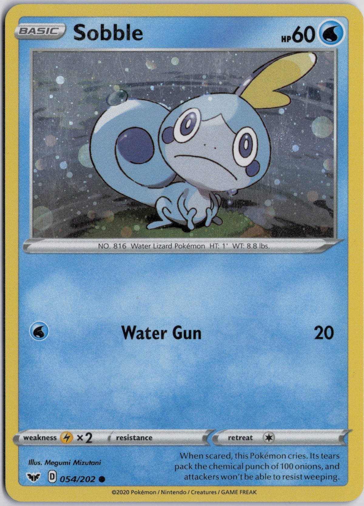 Escaneo HD del frente de Sobble · Sword & Shield #054/202 en condición NM