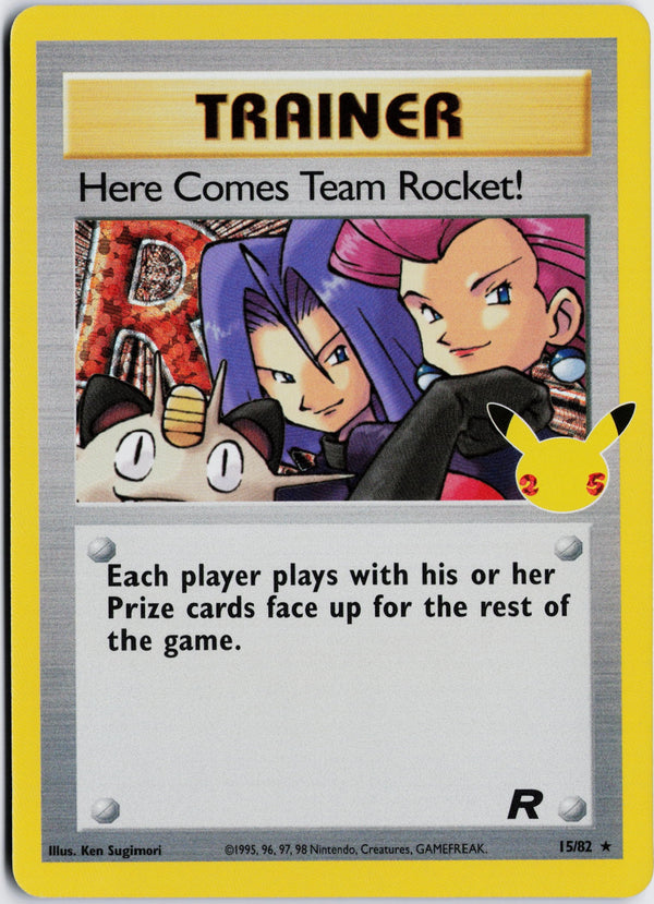 Carta Pokémon Here Comes Team Rocket! · Celebrations: Classic Collection #15 (NM) — pieza única en Moon's Collectibles México