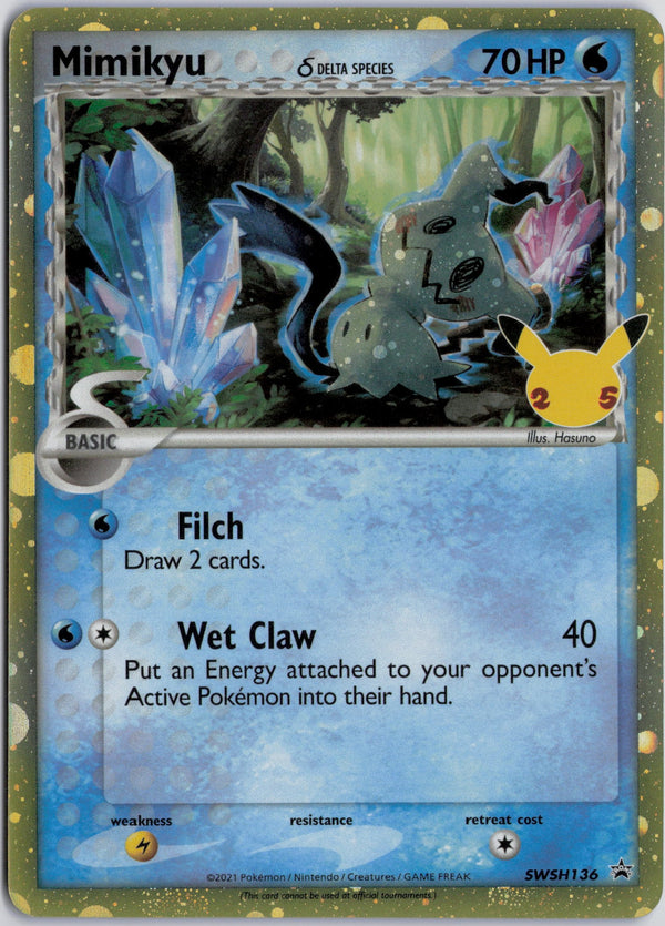 Carta Pokémon Mimikyu δ · SWSH Black Star Promos #SWSH136 (NM) — pieza única en Moon's Collectibles México