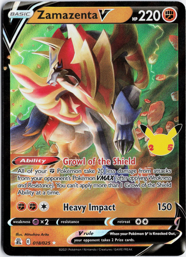 Carta Pokémon Zamazenta V · Celebrations #18 (NM) — pieza única en Moon's Collectibles México